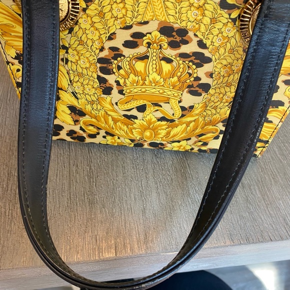 VERSACE Sunburst vanity bag Leopard Hand Bag PVC/Leather yellow/Black with COA - Picture 11 of 14